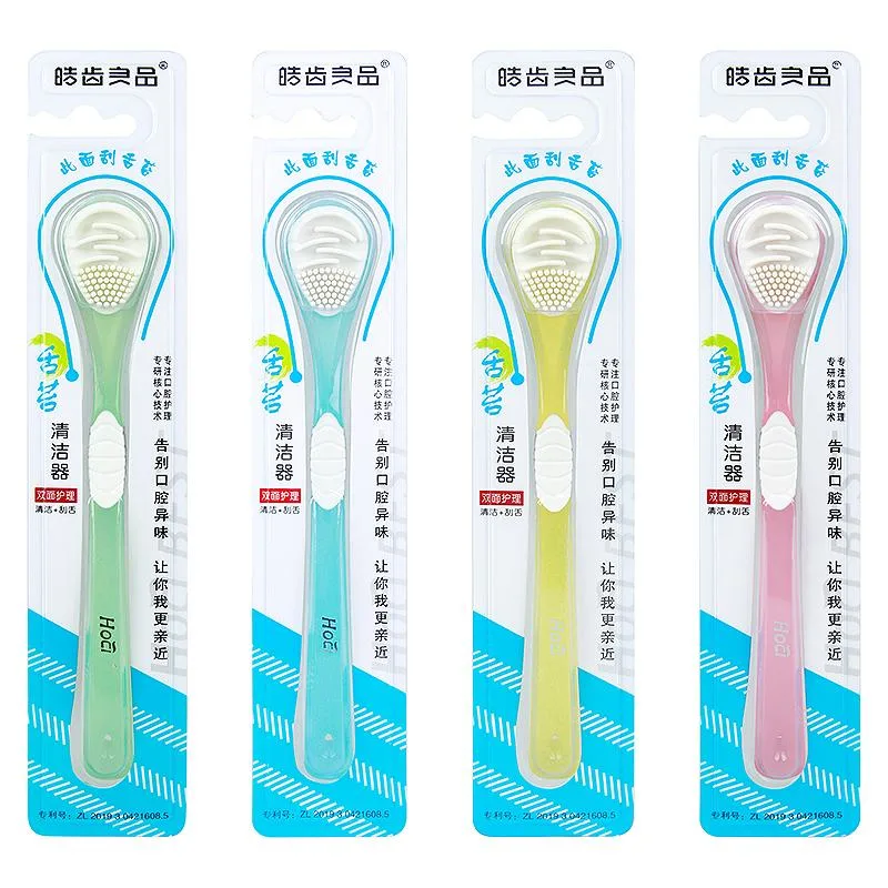 Copper Tongue Cleaner Silver Ion Colorful Silicone Tongue Coating Cleaning Brush Tongue Cleaner Scraper