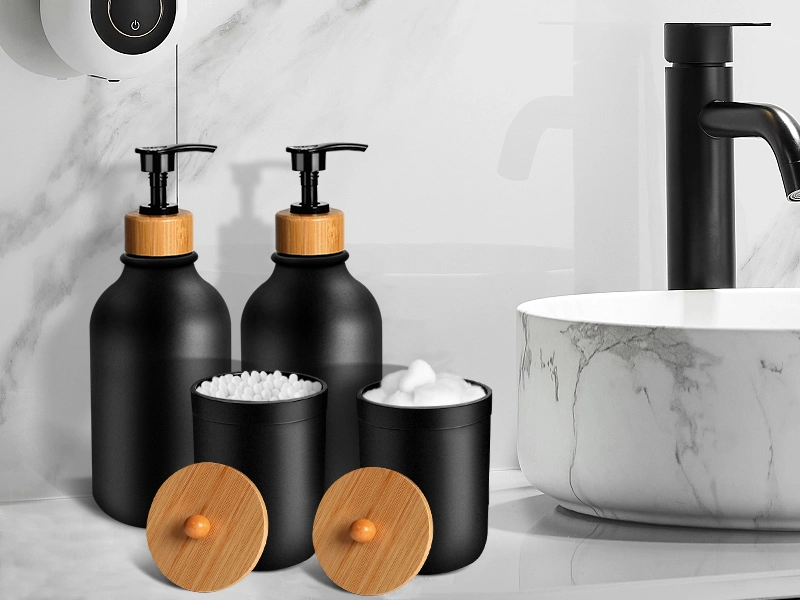 Bathroom Accessories Set 5 PCS Soap Dispenser and Toothbrush Holder Set