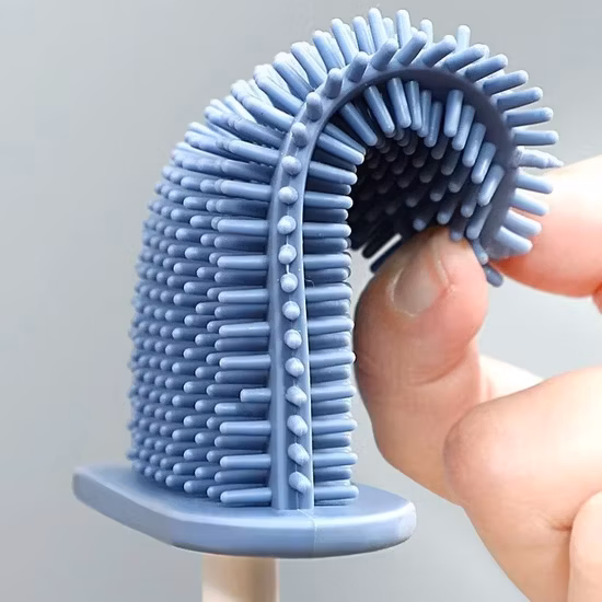 Set di spazzole per WC in silicone magico per la pulizia profonda del bagno, vendite calde, con dispenser di sapone