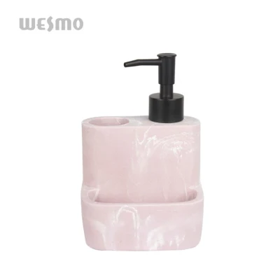 Bottiglia di lozione Zen in poliresina rosa Porta spazzolino Dispenser di sapone da bagno Accessori da bagno Touchless Set da bagno